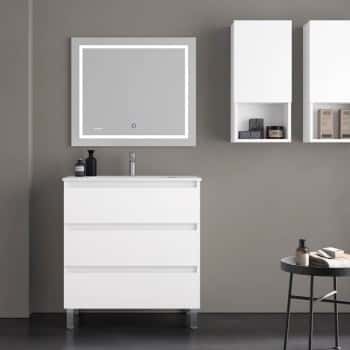 mueble baño 3 cajones blanco mate