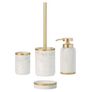 accesorio baño marmol oro