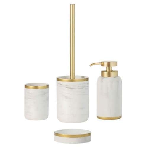 accesorio baño marmol oro
