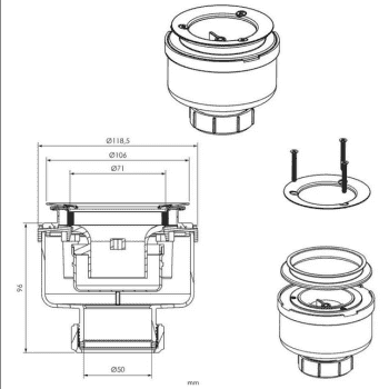 medidas valvula vertical ducha