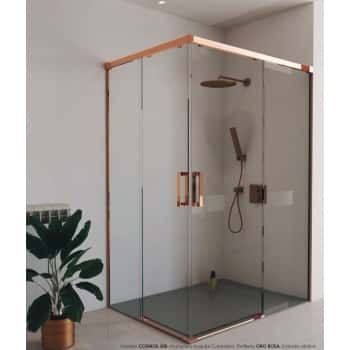 mampara angular oro rosa