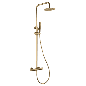 columna ducha oro cepillado termostatica