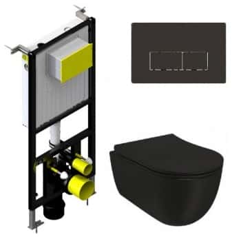 pack inodoro suspendido negro mate