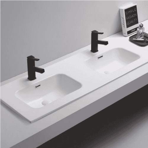 encimera 2 senos blanco mate