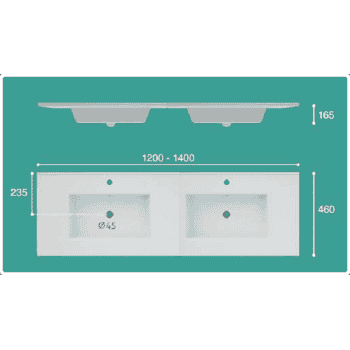encimera porcelana 2 senos