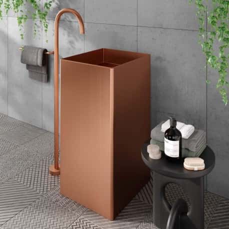 lavabo exento metal oro rosa