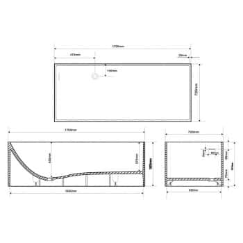 bañera exenta cuadrada