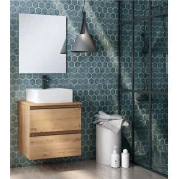 mueble baño con lavabo sobre encimera