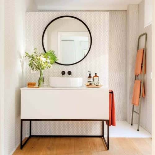 espejo redondo negro