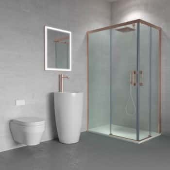 mampara angular oro rosa